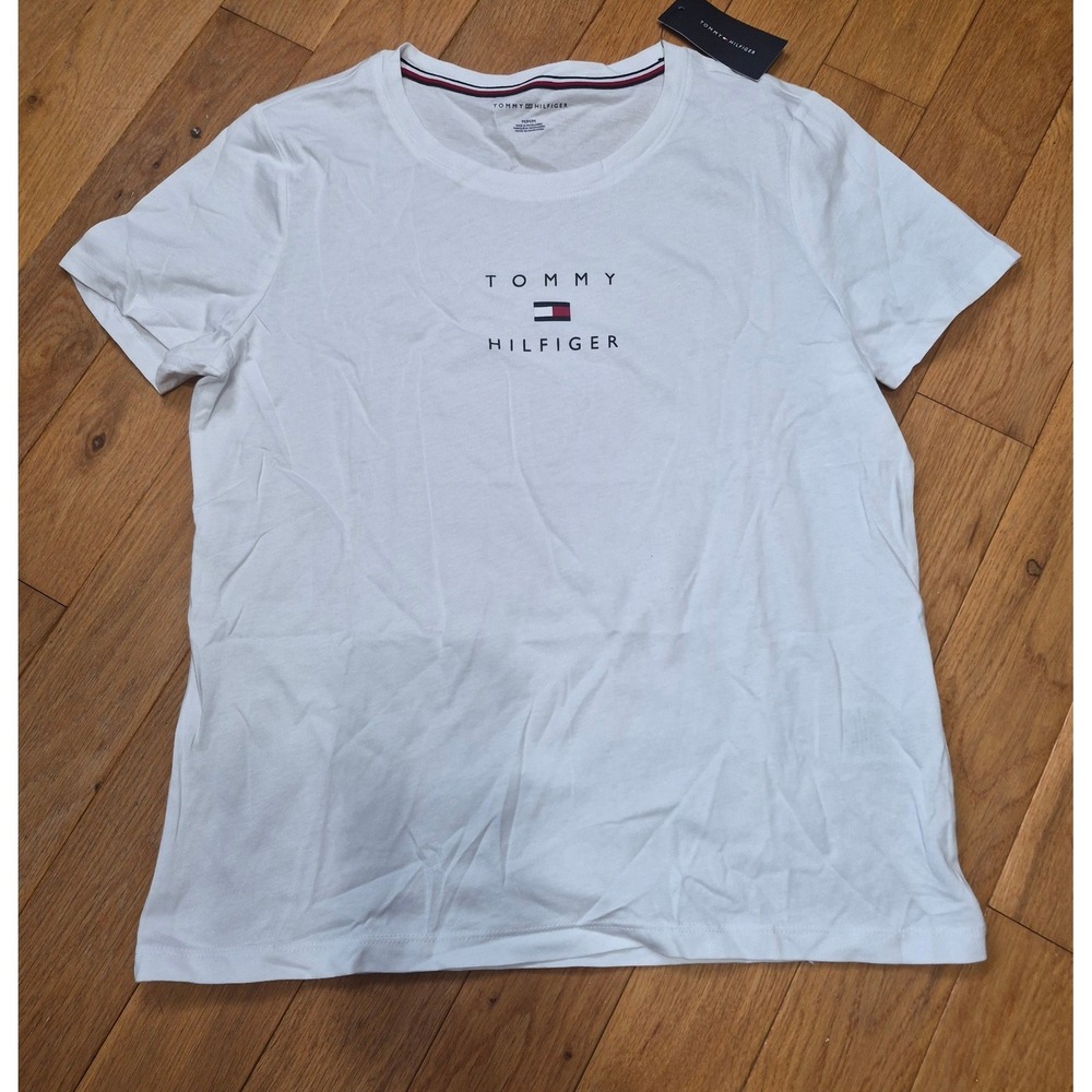 Tommy Hilfiger Womens White Cotton Logo Graphic T-Shirt J39H0272 8iw M